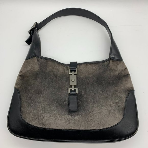 Gucci Handbags - Vintage Gucci Jackie O Grey Velvet Hobo Shoulder Bag Medium Size